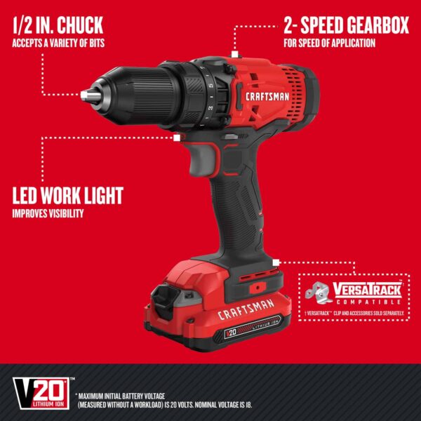 V20 2-Tool Power Tool Combo Kit with Soft Case (2-Batteries Included and Charger Included) - Image 4