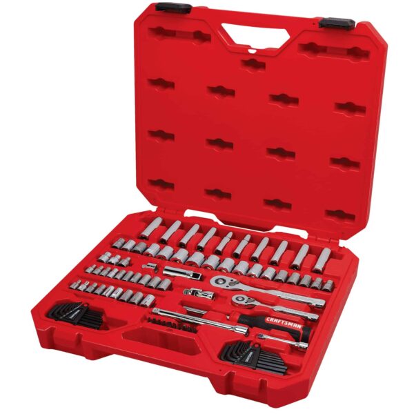 83-Piece Standard (SAE) and Metric Polished Chrome Mechanics Tool Set with Hard Case