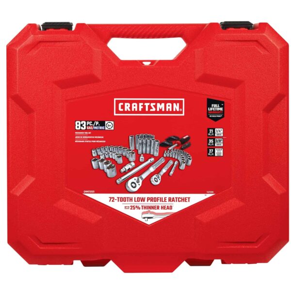 83-Piece Standard (SAE) and Metric Polished Chrome Mechanics Tool Set with Hard Case - Image 9