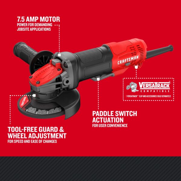 CMEG200 4.5-in 7.5 Amps Paddle Switch Corded Angle Grinder - Image 3