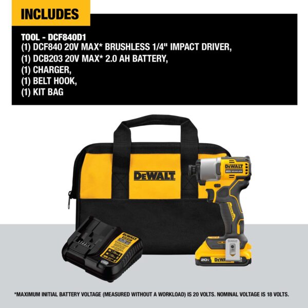 20V Max 20-volt Max Brushless Impact Driver (1-Battery Included, Charger Included and Soft Bag included) - Image 2