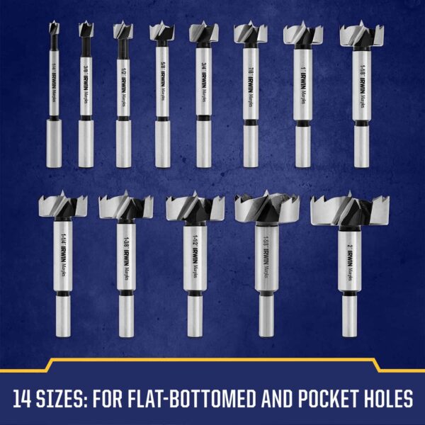 IRWIN Marples 14-Piece 3/8-in x 3-11/16-in Woodboring Forstner Drill Bit Set - Image 3