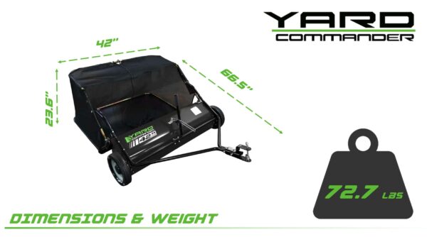 Yard Commander 42-Inch Tow Lawn Sweeper with 10-Inch Brush Diameter and 12.9 Cu. Feet Hopper Capacity - Image 3