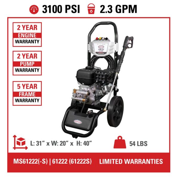 SIMPSON (49-State) 2.3-GPM Megashot 3100 PSI 2.3-Gallons Cold Water Gas Pressure Washer - Image 5