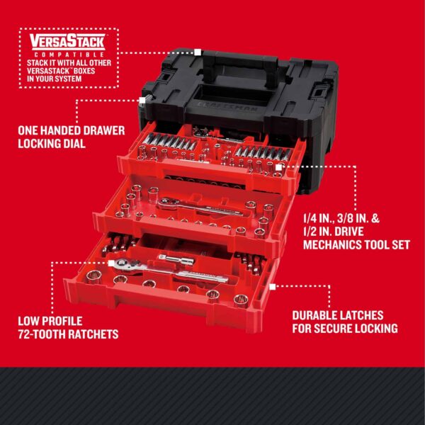 262-Piece Standard (SAE) and Metric Polished Chrome Mechanics Tool Set with Hard Case - Image 3