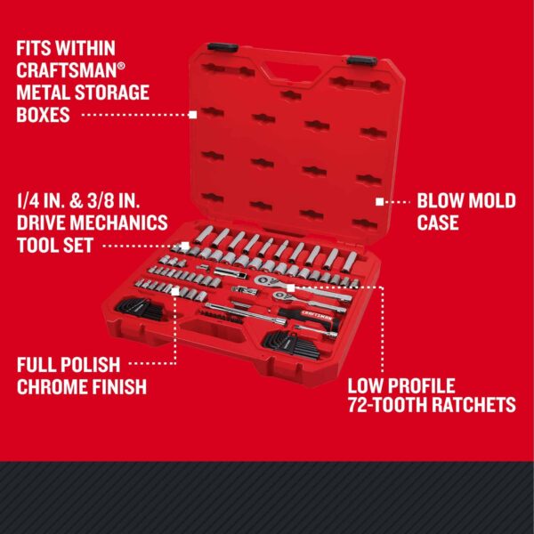 83-Piece Standard (SAE) and Metric Polished Chrome Mechanics Tool Set with Hard Case - Image 2