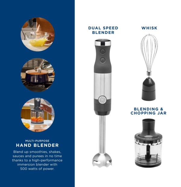 GE 2-Speed Stainless Steel 500-Watt Immersion Blender with Accessory Jar - Image 20