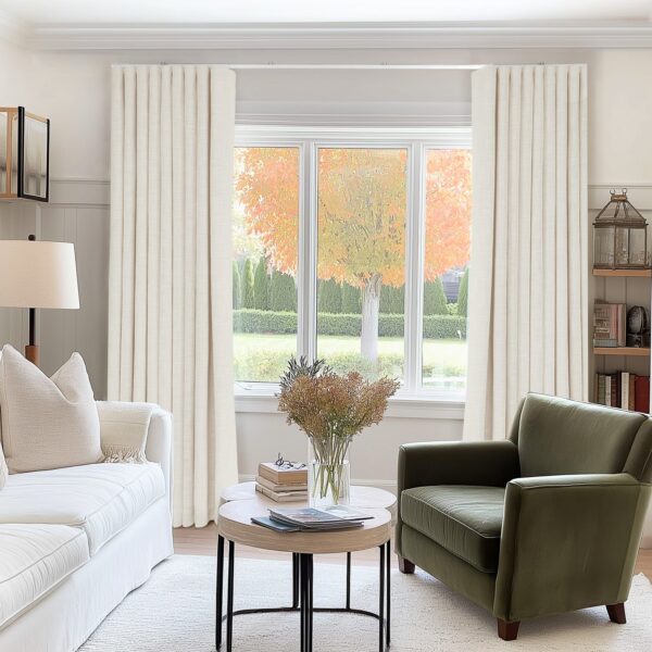 Ripple Fold Lille Linen Memory Trained Curtains Custom Blackout Drapes Grey Beige - Image 2