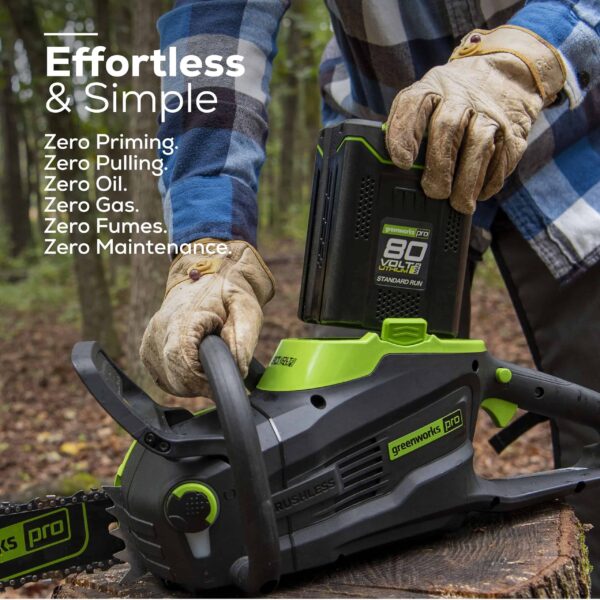Pro 80-volt 16-in Brushless Battery 2.5 Ah Chainsaw (Battery and Charger Included) - Image 5