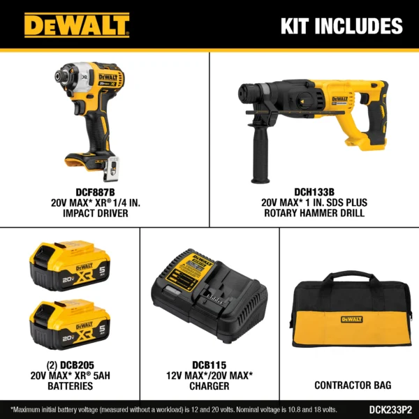 XR 20-volt Max-Amp 1-in Sds-plus Variable Speed Cordless Rotary Hammer Drill (2-Batteries Included) - Image 2