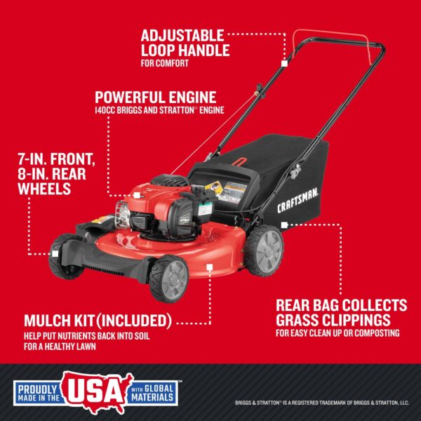 CMXGMAM1125499 M110 140-cc 21-in Push Gas Lawn Mower with Briggs   Stratton Engine - Image 8