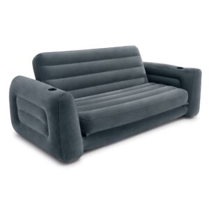 Queen Size Inflatable Pull-Out Sofa Bed Sleep Away Futon Couch, Dark Gray