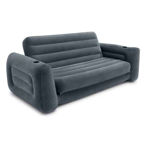 Queen Size Inflatable Pull-Out Sofa Bed Sleep Away Futon Couch, Dark Gray