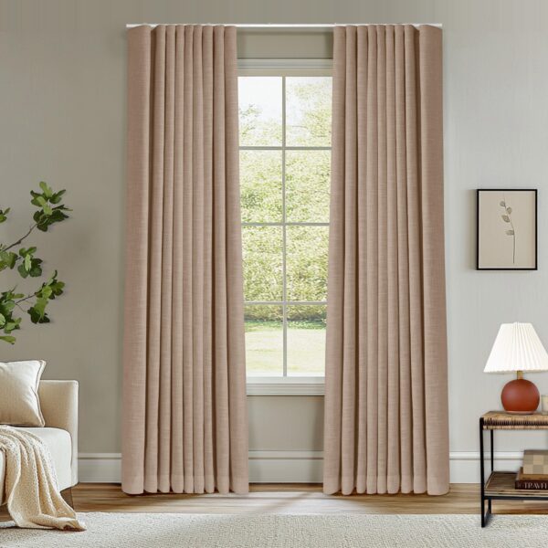 Ripple Fold Lille Linen Memory Trained Curtains Custom Blackout Drapes Grey Beige - Image 19