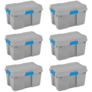 30 Gal Gasket Tote Heavy Duty Stackable Storage Bin with Lid, 6 Pack