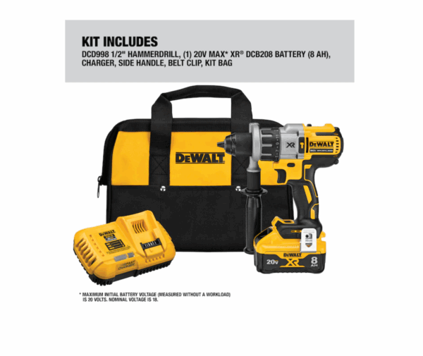 Drill DCD998W1 XR POWER DETECT 1/2-in 20-volt Max-Amp Variable Speed Brushless Cordless   Hammer Drill (1-Battery Included) - Image 8
