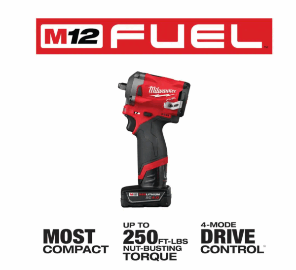 2551-22-2554-20 M12 FUEL SURGE 12V Lithium-Ion Brushless Cordless 1/4 in. Hex Impact Driver Compact Kit   M12 FUEL 3/8 in. Impact Wrench - Image 8