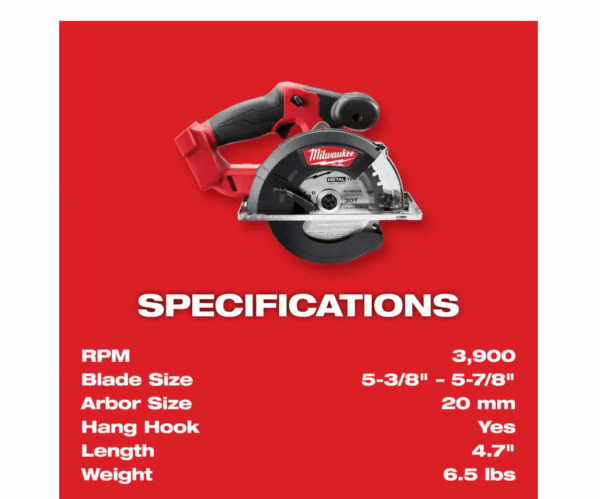 2782-20 M18 FUEL 18-Volt Lithium-Ion Brushless Cordless Metal Cutting 5-3/8 in. Circular Saw (Tool-Only) w/ Metal Saw Blade - Image 8