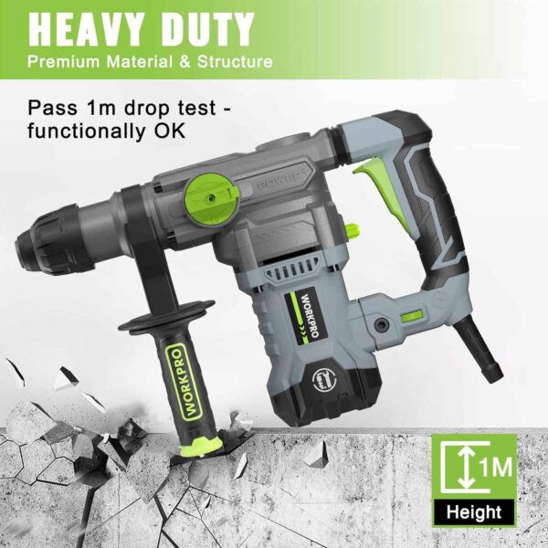 WORKPRO Premium 1-1/4 Inch SDS-Plus Rotary Hammer Drill - Image 2