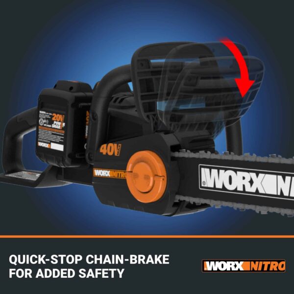 Nitro 40V 16  Cordless Chainsaw WG385 Power Share Battery Chainsaw 59 ft/s Chain Speed Dual Safety Protection - Image 3