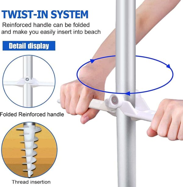AMMSUN 6.5ft twice folded Portable beach umbrella with sand anchor windproof - Image 3