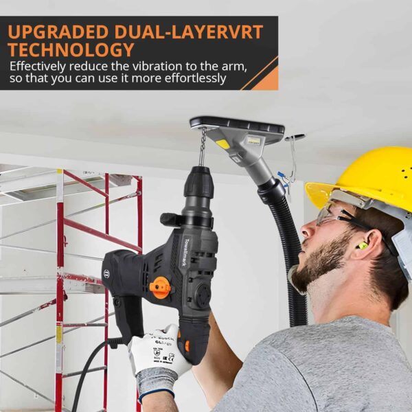 Towallmark 12.3 Amp Rotary Hammer Drill, 1-1/4 Inch SDS-Plus 4 in 1 Multi-functional Heavy Duty hammer drill - Image 4