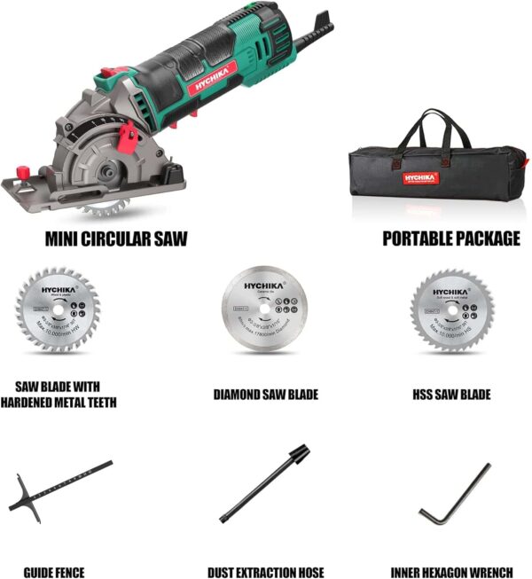 HYCHIKA Compact Circular Saw Tile Saw with 3 Saw Blades 4A Pure Copper Moto - Image 7