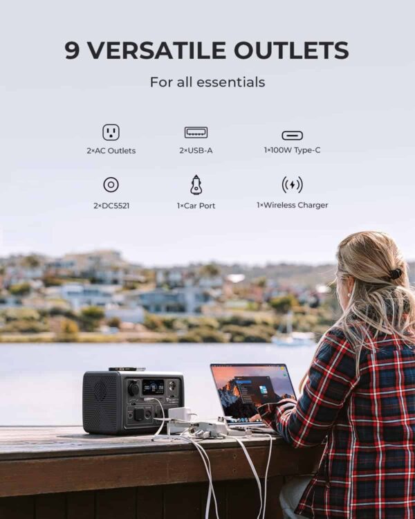 BLUETTI Portable Power Station EB3A, 268Wh LiFePO4 Battery Backup w/ 2 600W (1200W Surge) AC Outlets - Image 3