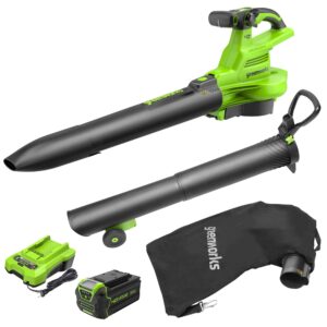 40V Cordless Brushless Leaf Blower / Vacuum, 5.0Ah Battery and Charger Included