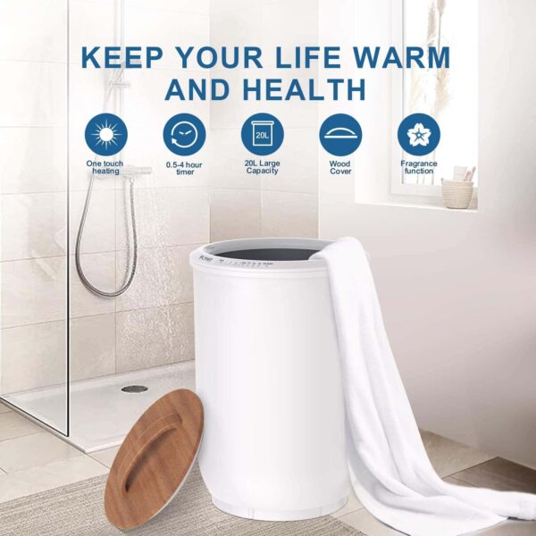 FLYHIT Luxury Towel Warmers for Bathroom   Wooden Lid, Large Towel Warmer Bucket - Image 7