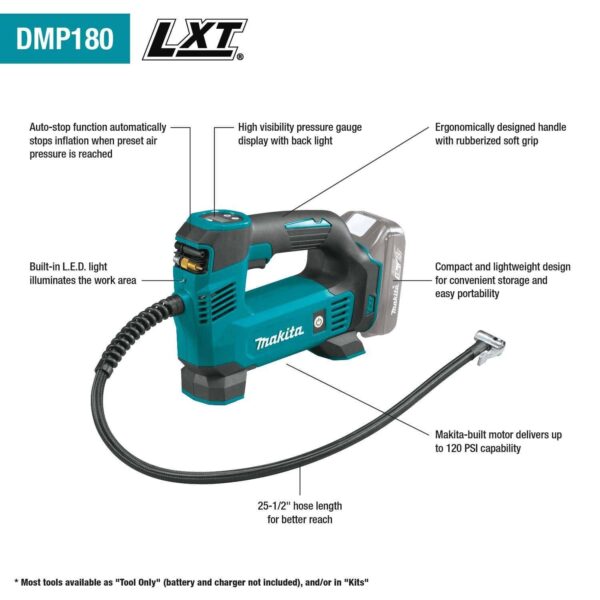 DMP180ZX 18V LXT Lithium-Ion Cordless Inflator, Battery Powered, Tool Only - Image 2
