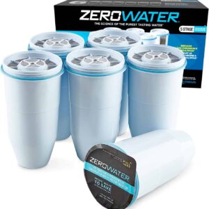 ZeroWater Official Replacement Filter   5-Stage Filter Replacement 0 TDS for Improved Tap Water Taste, 6-Pack