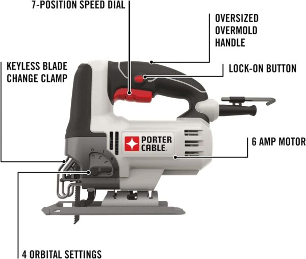 PORTER-CABLE Orbital Jig Saw, 6.0-Amp, Corded (PCE345) - Image 2