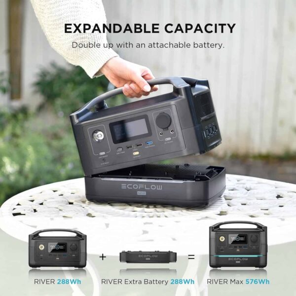 EF ECOFLOW RIVER 288Wh Portable Power Station,3 x 600W(Peak 1200W) AC Outlets   LED Flashlight - Image 7