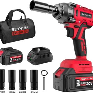 SEYVUM Impact Wrench,1/2  Impact Gun, Power Impact Driver Max Torque 320 Ft-lbs (430N.m)