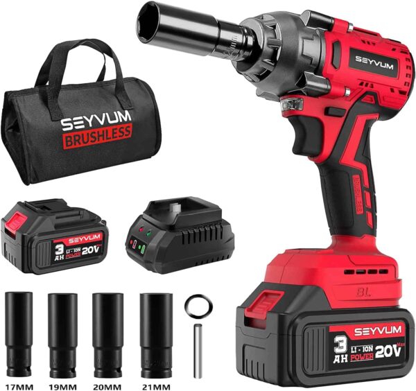 SEYVUM Impact Wrench,1/2  Impact Gun, Power Impact Driver Max Torque 320 Ft-lbs (430N.m)