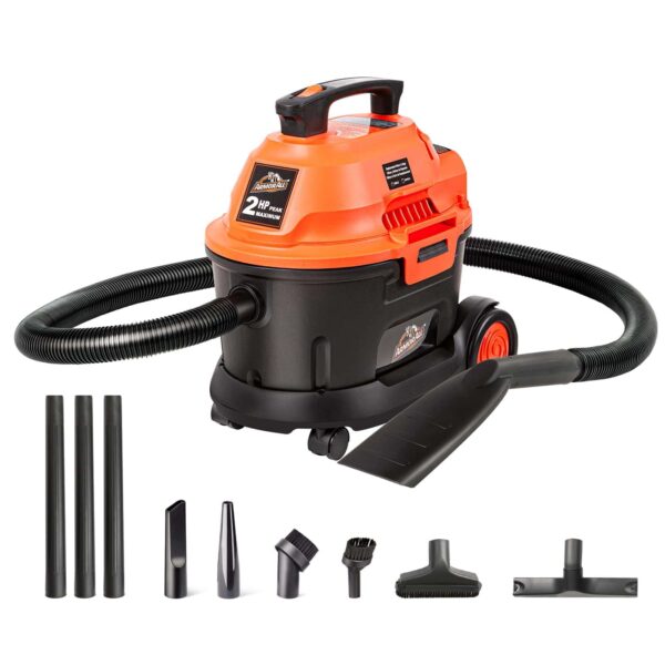 Armor All AA255W 2.5 Gallon 2 Peak HP Utility Wet/Dry Car and Shop Vacuum, 2.5-Gallon, Orange