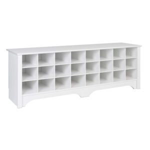 Prepac 24 Shoe Cubby Wide Hall Bench, 15.5  D x 60  W x 20.25  H, White