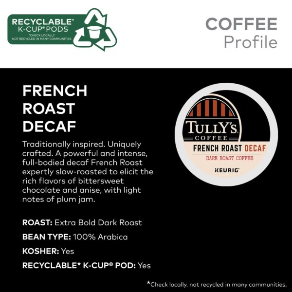 Tully s Coffee French Roast Decaf,  Single-Serve K-Cup Pods, Dark Roast, 96 Count (4 Packs of 24) - Image 12