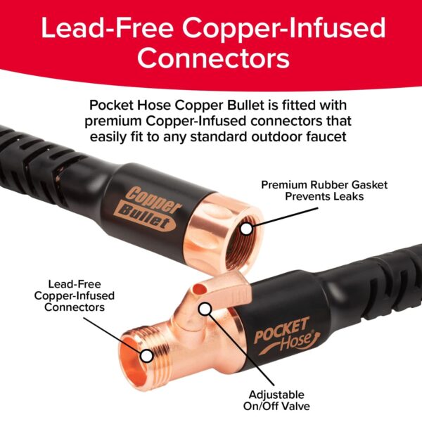 Pocket Hose Copper Bullet With Thumb Spray Nozzle AS-SEEN-ON-TV Expands to 75 ft - Image 5