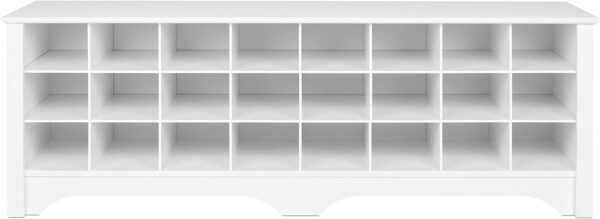 Prepac 24 Shoe Cubby Wide Hall Bench, 15.5  D x 60  W x 20.25  H, White - Image 3