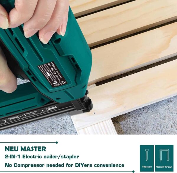 Electric Brad Nailer, NEU MASTER NTC0040 Electric Nail Gun/Staple Gun - Image 2