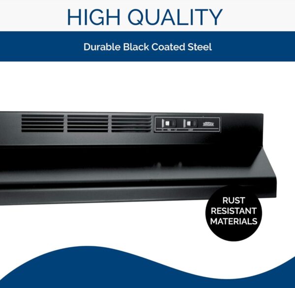 Broan-NuTone 413023 Ductless Range Hood Insert with Light, Exhaust Fan for Under Cabinet, 30-Inch, Black - Image 4