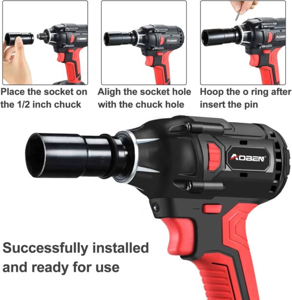 AOBEN 21V Cordless Impact Wrench Powerful Brushless Motor with 1/2  Square Driver - Image 2