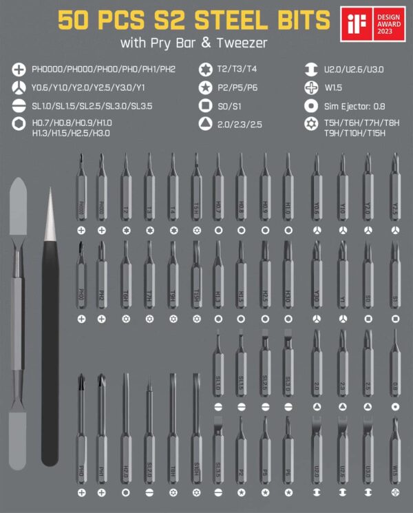Fanttik E1 Max 3.7V Mini Precision Electric Screwdriver, 50-in-1 Magnetic Bits, 2 Torque Settings, Pop-Up Magnetic Case - Image 8