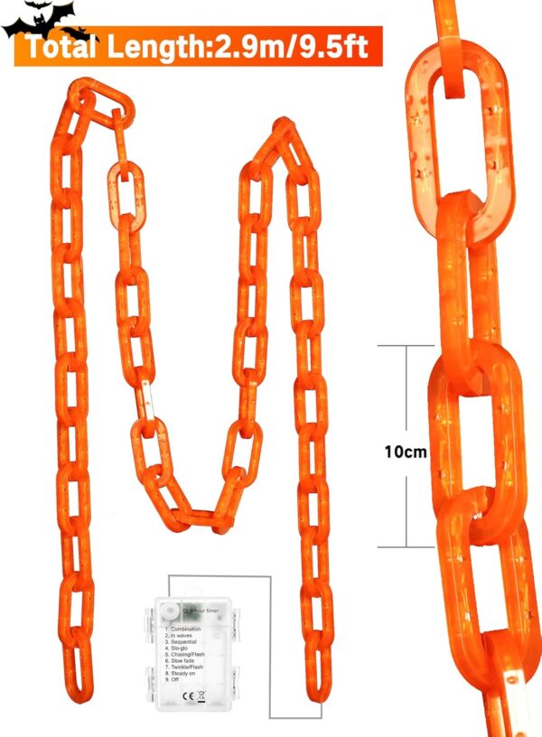 Halloween Decorations Battery String Lights   10 Ft 160 Led Plastic Chain String Lights With Waterproof, 8 Lighting Modes And Timer Function (Orange) - Image 3