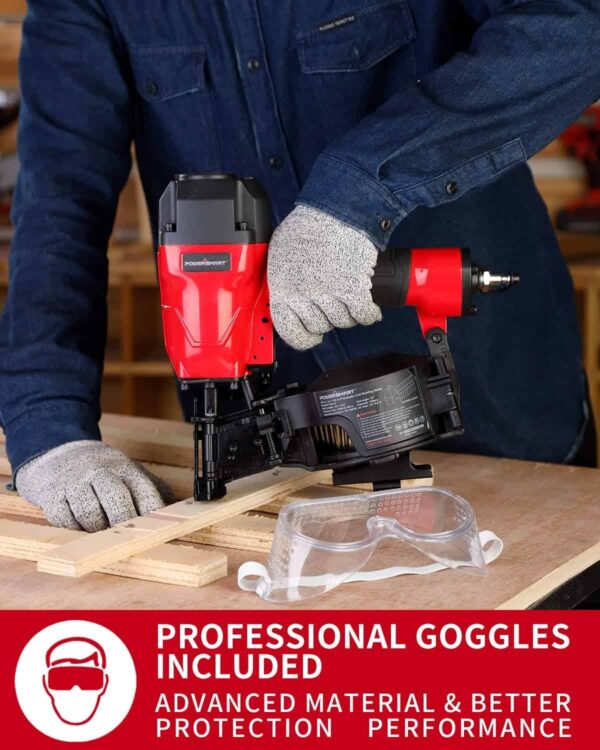 PowerSmart Roofing Nailer, 15 Degree Roofing Nail Gun with Safety Goggles - Image 3
