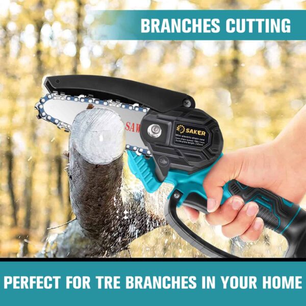 Saker Mini Chainsaw, Portable Electric Chainsaw Cordless, Handheld Chain Saw Pruning Shears Chainsaw - Image 3
