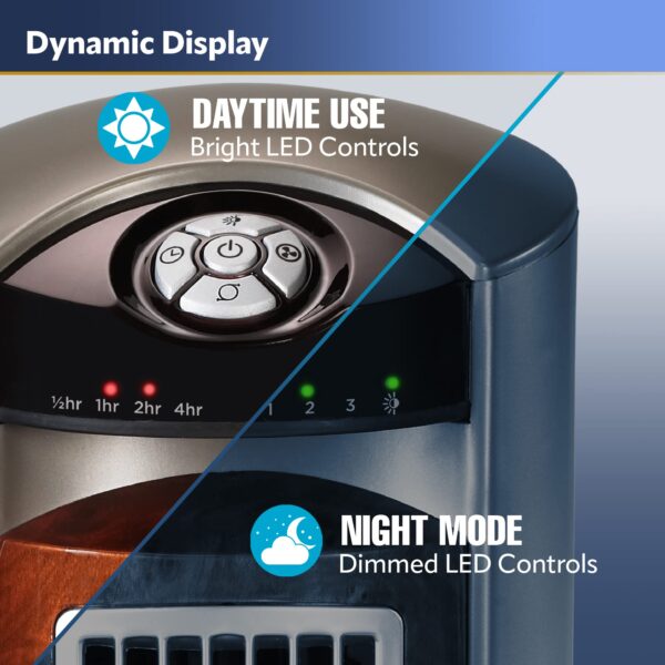 T42954 Oscillating Tower Fan, Nighttime Setting, Remote Control, 3 Quiet Speeds, 42.5 , Silverwood, woodgrain and grey - Image 4