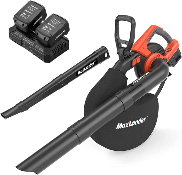 MAXLANDER 3 in 1 Cordless Leaf Blower   Vacuum with Bag, Brushless Battery Powered Leaf Vacuum Mulcher 40V 170MPH 360CFM 5 Speeds